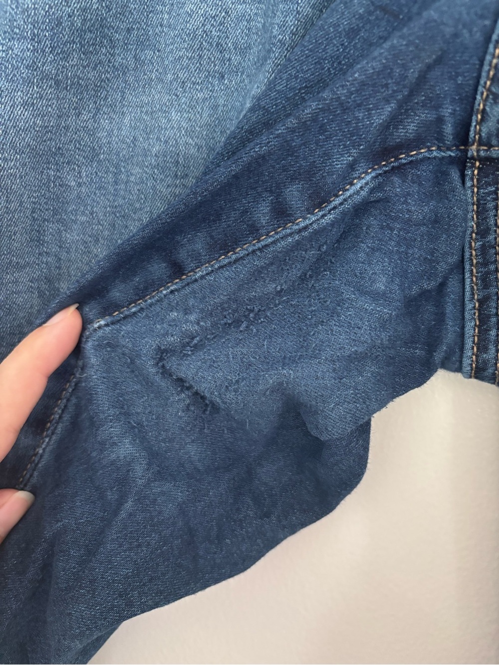 American Eagle Dark Blue Stretch Distressed Jeggings - Picture 6 of 7